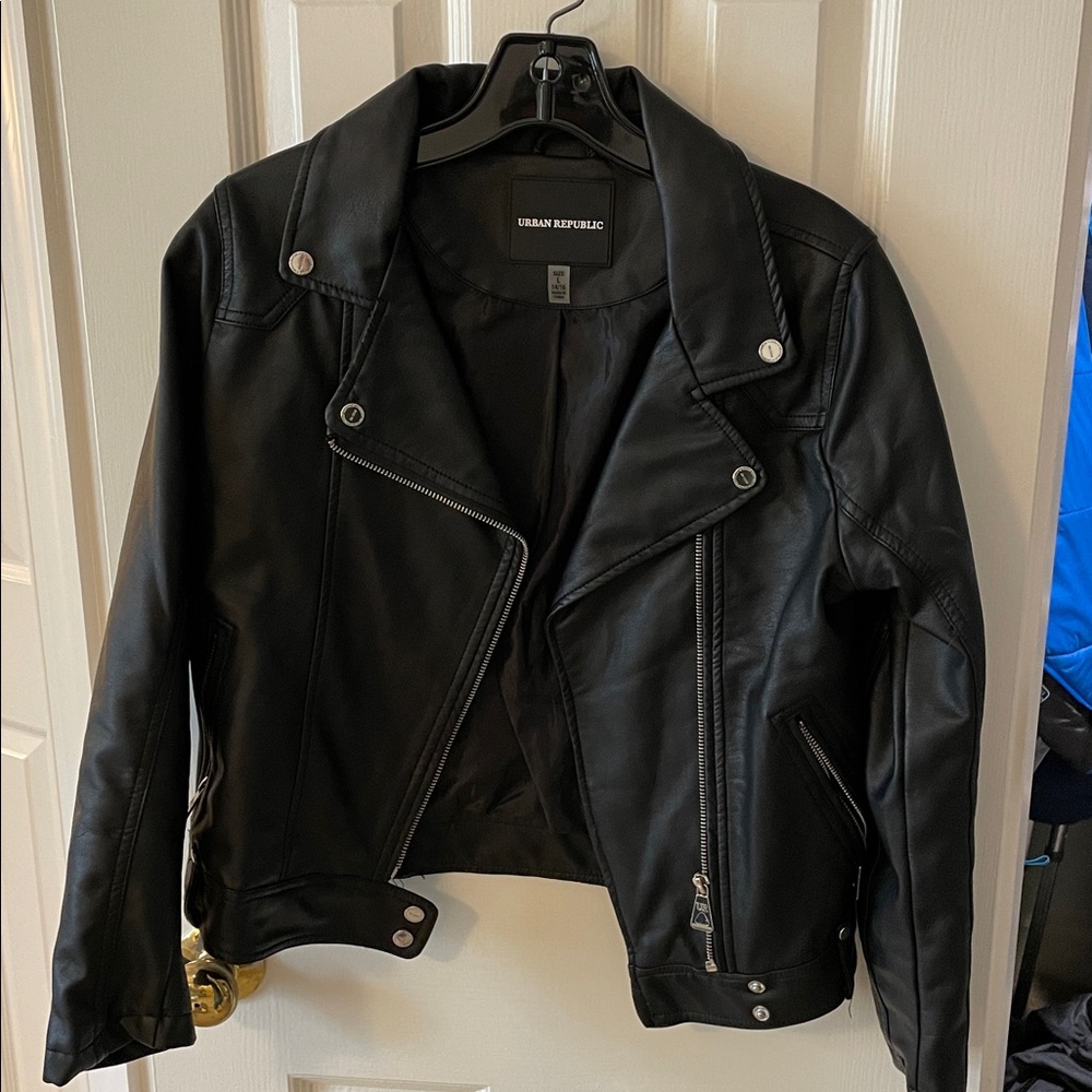 Urban Republic Faux Leather Black Biker Jacket